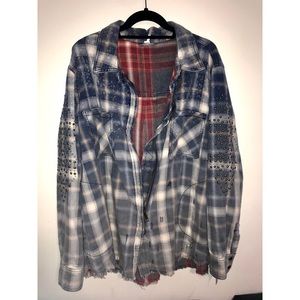 Free People distressed studded jacket.